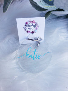 Clear Round Personalized Keychain