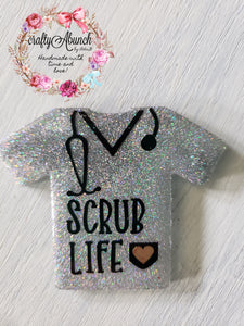 Scrub Life Badge Reel, Glitter Nurse Badge, Retractable Badge Reel, Personalized Badge